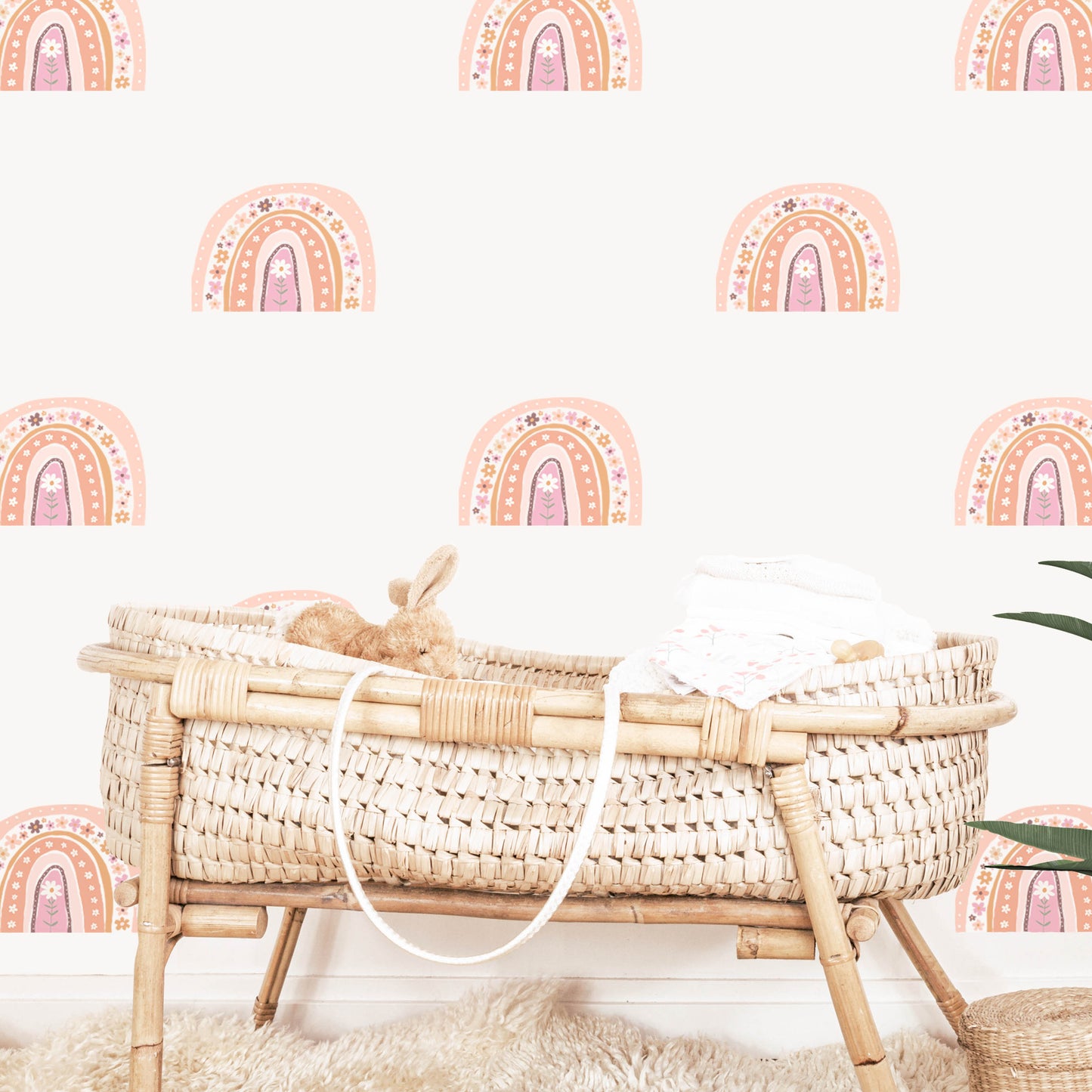 Pip+Phee Daisy Rainbow Fabric Wall Decals - Medium Size - Dusty Peach Colours