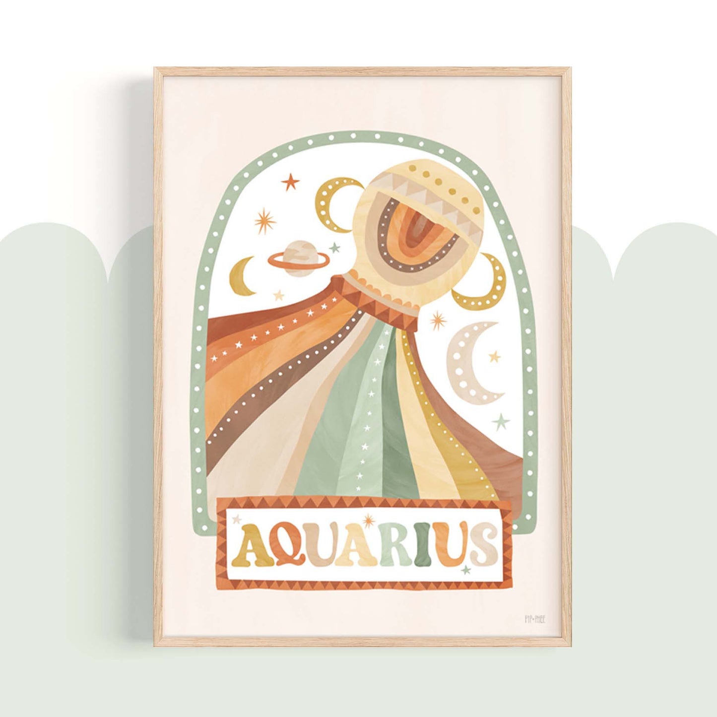 Pip+Phee Horoscope Zodiac Art Print - Aquarius - Neutral