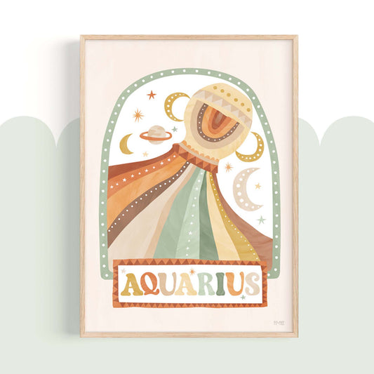 Pip+Phee Horoscope Zodiac Art Print - Aquarius - Neutral