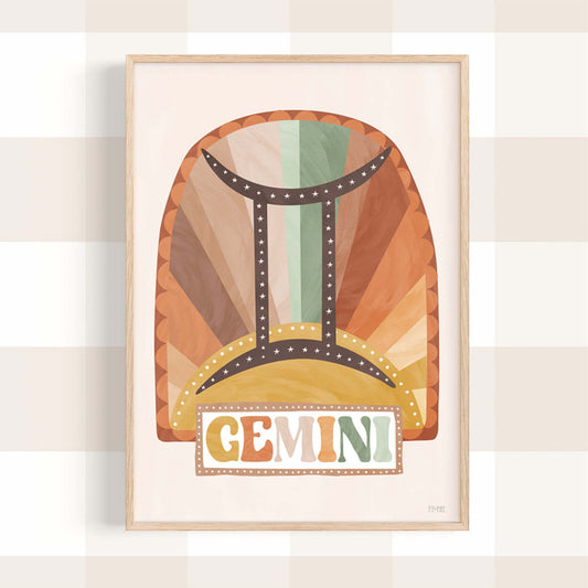 Pip+Phee Horoscope Zodiac Art Print - Gemini - Neutral