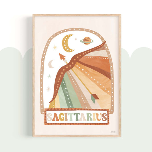 Pip+Phee Horoscope Zodiac Art Print - Sagittarius - Neutral