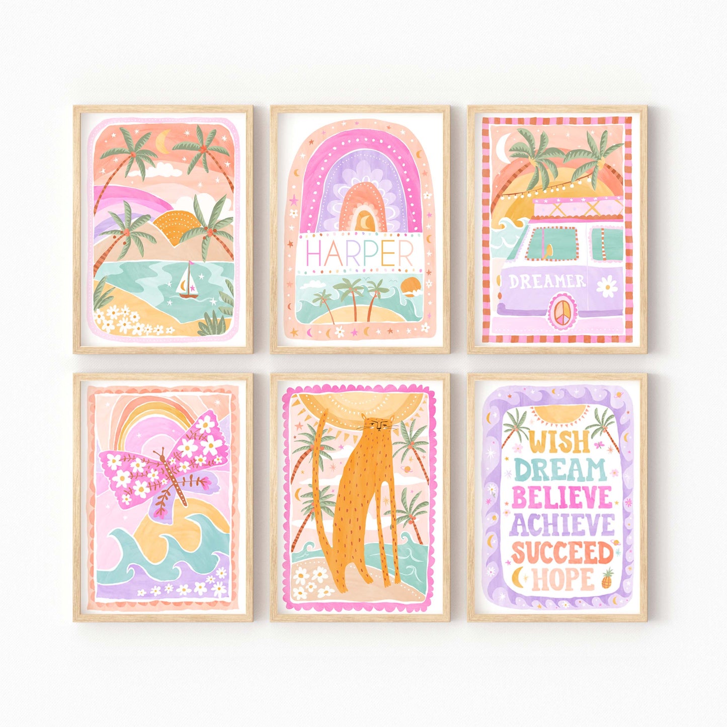 Pip+Phee Coastal Dreamer Butterfly Beach Art Print - Bright