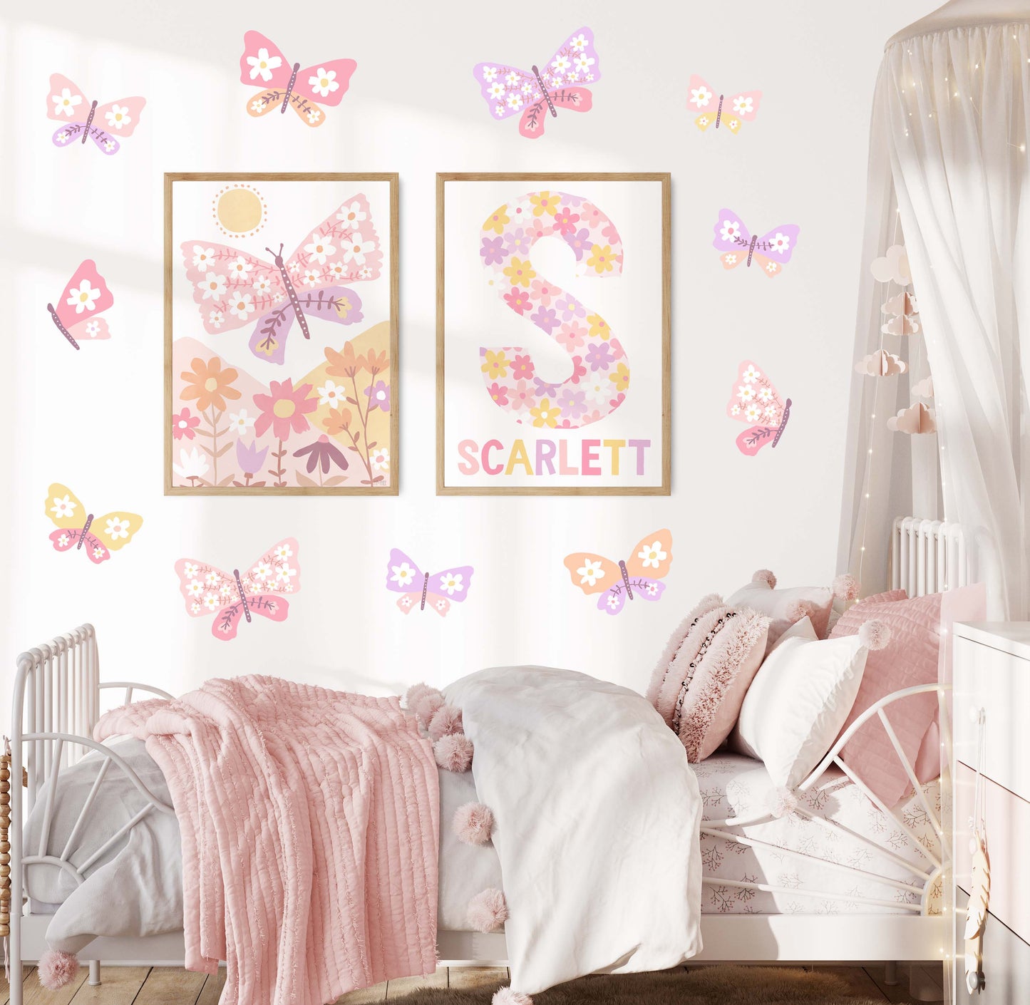 Pip+Phee Personalised Daisy Name Art Print - Pastel