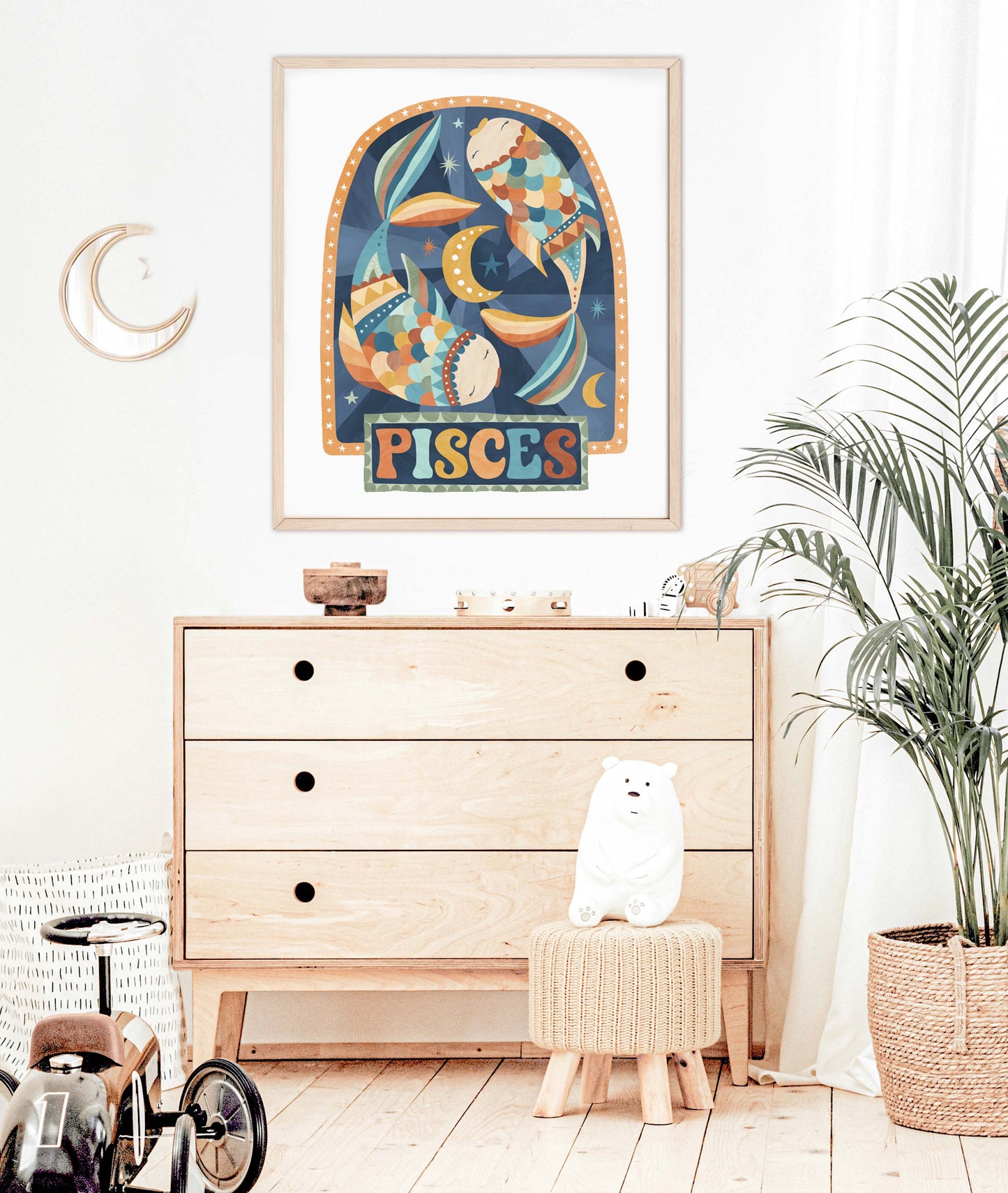 Pip+Phee Horoscope Zodiac Art Print - Pisces - Blue/Rust