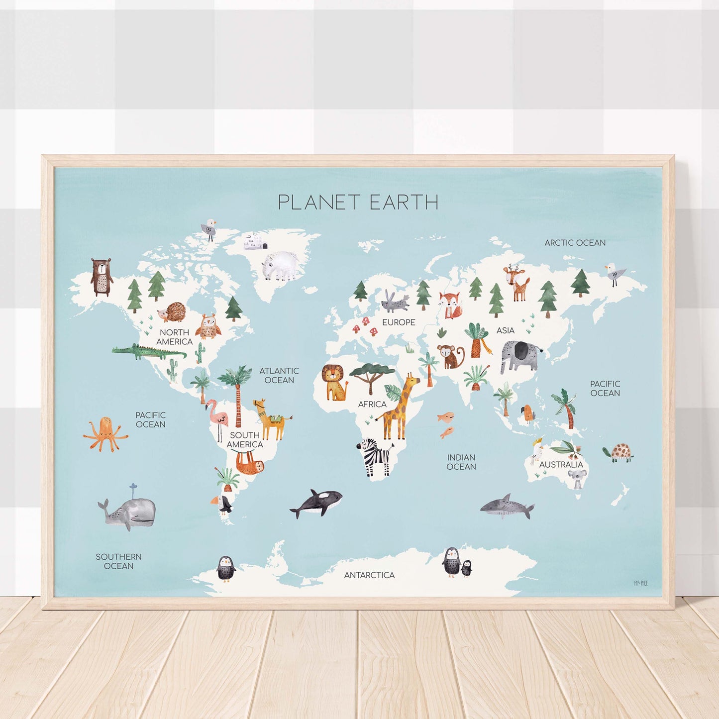 Pip+Phee Planet Earth Art Print - Aqua