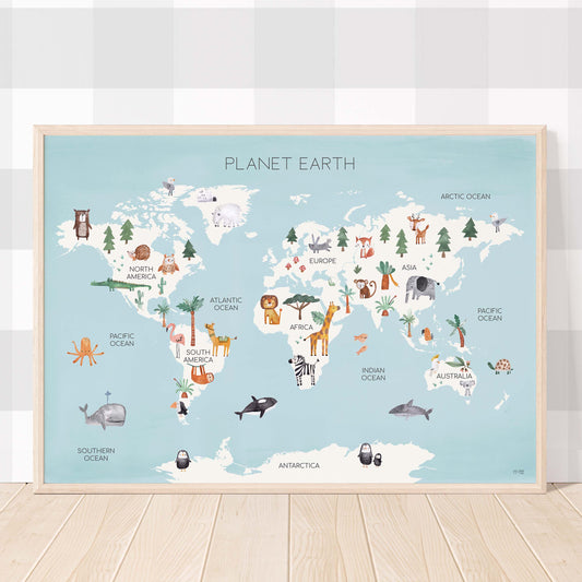 Pip+Phee Planet Earth Art Print - Aqua