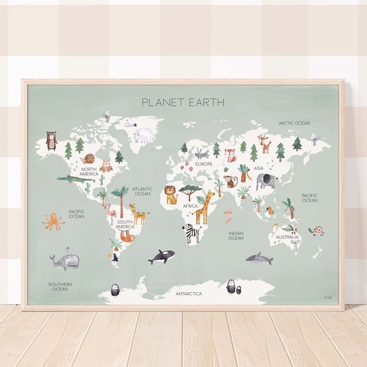 Pip+Phee Planet Earth Art Print - Sage