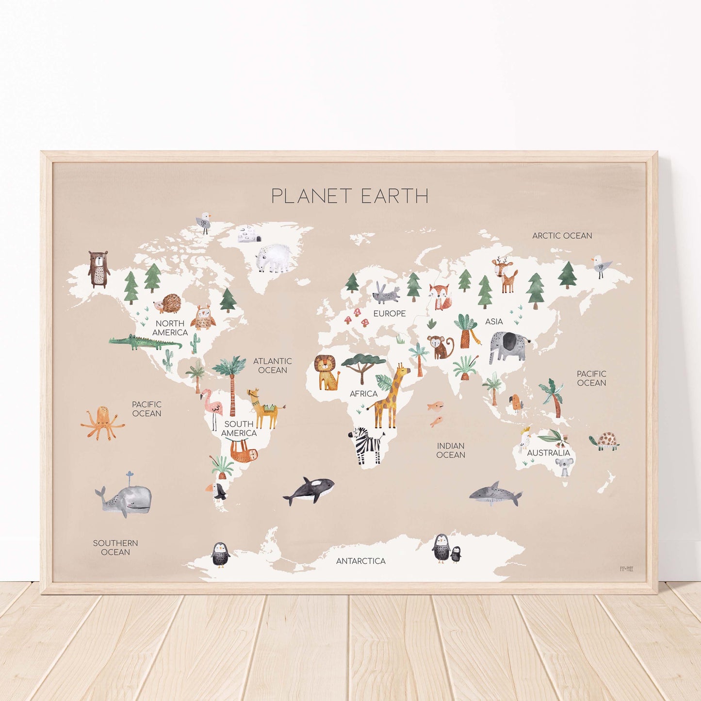 Pip+Phee Planet Earth Art Print - Tan Sand