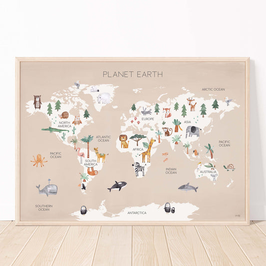 Pip+Phee Planet Earth Art Print - Tan Sand