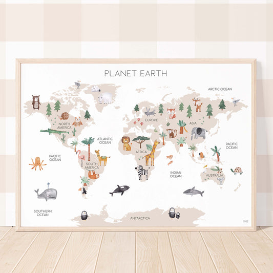 Pip+Phee Planet Earth Art Print - White