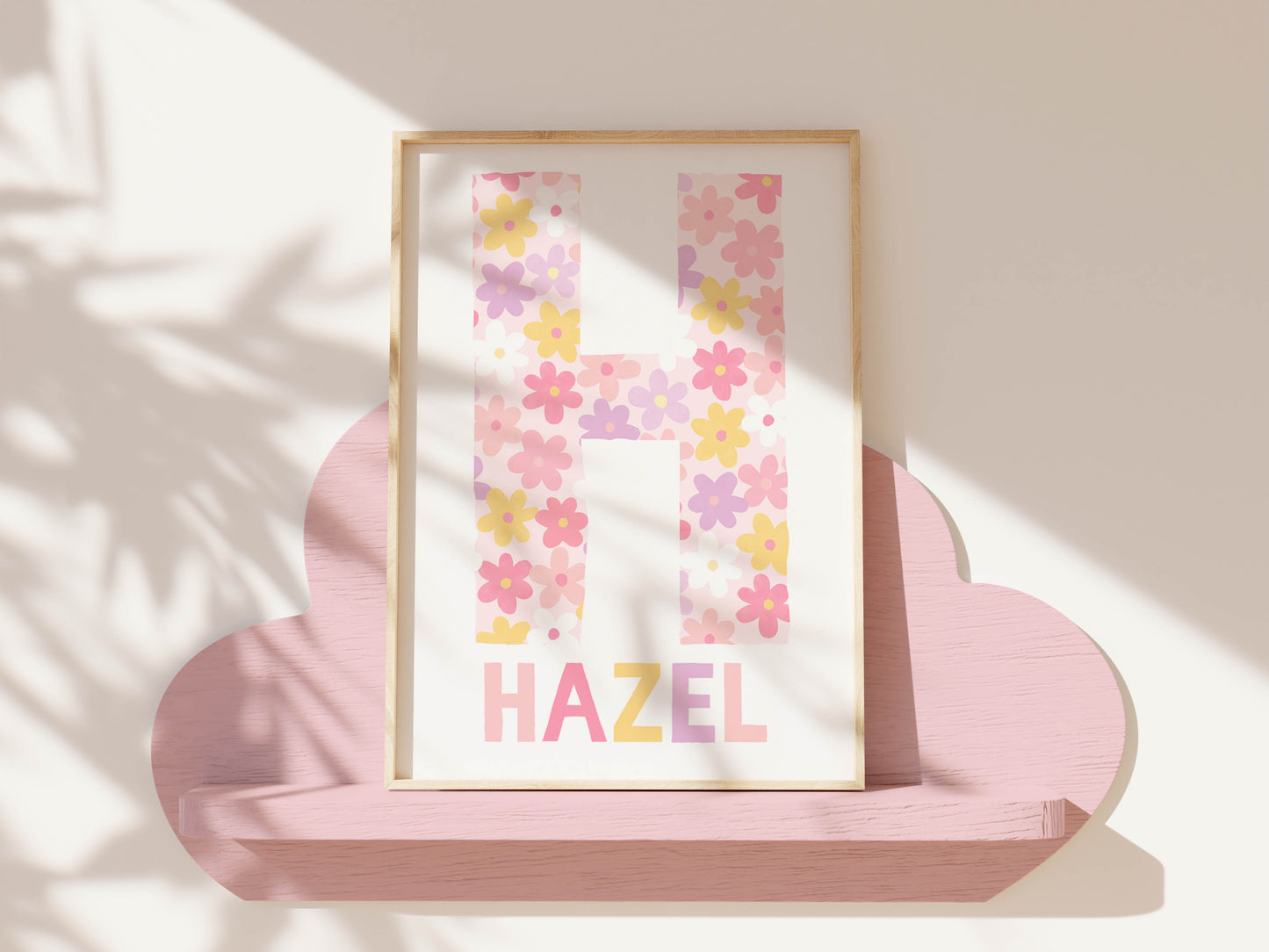 Pip+Phee Personalised Daisy Name Art Print - Pastel