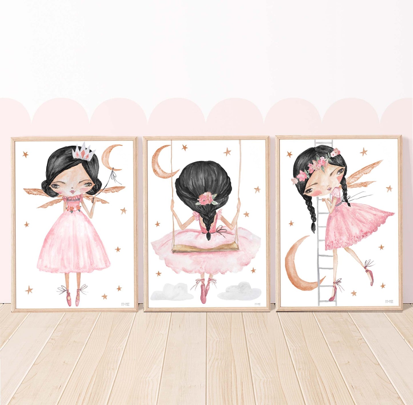 Pip+Phee Pink Luna Princess Fairy Art Print