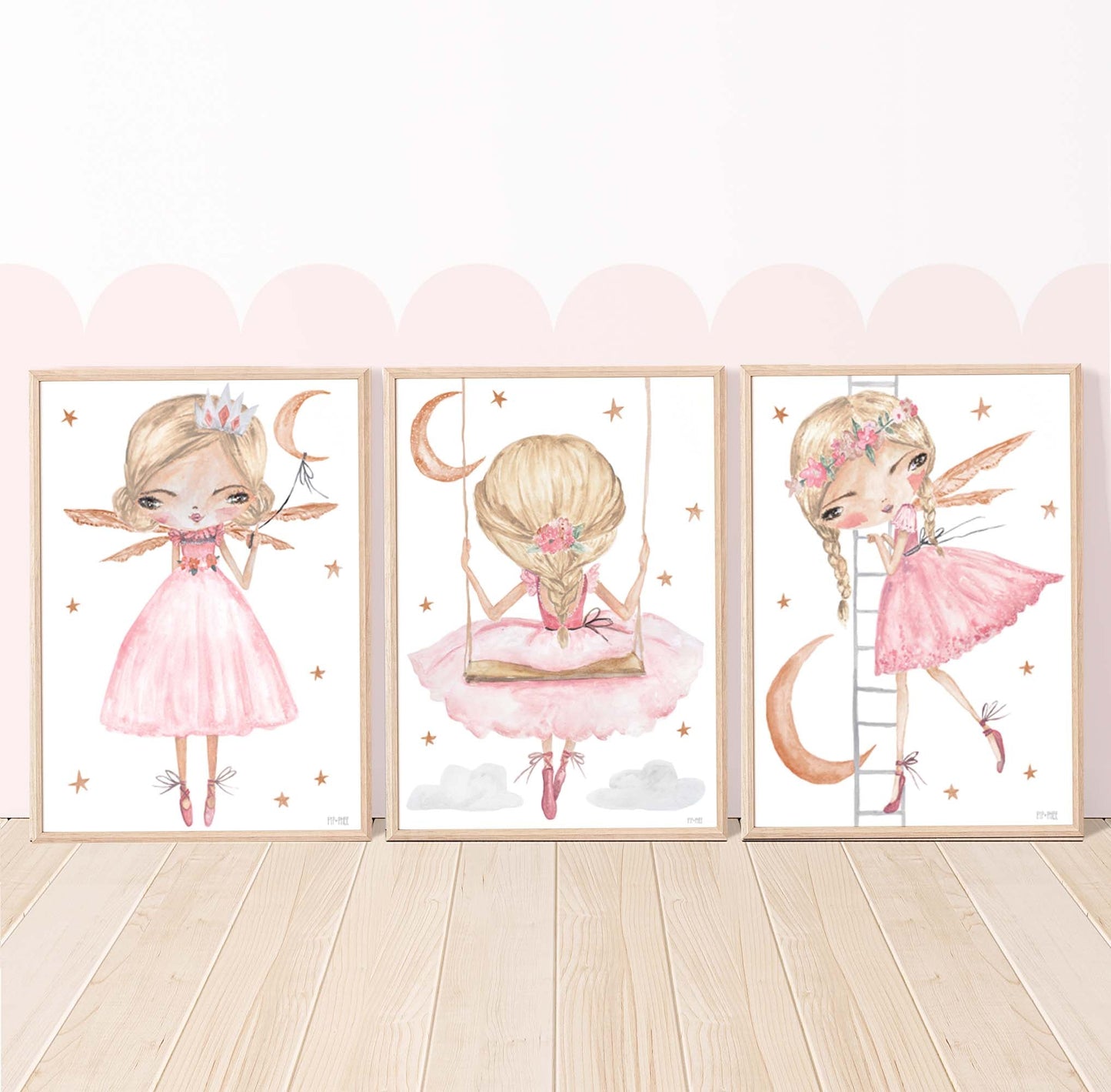 Pip+Phee Pink Luna Princess Swing Art Print
