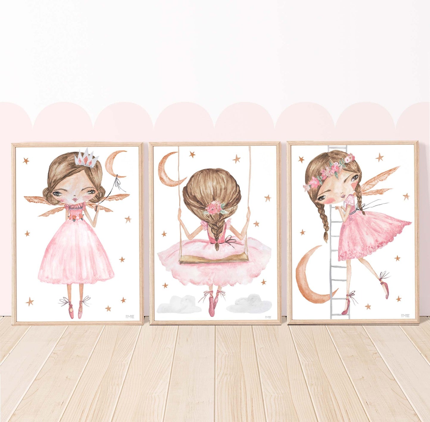 Pip+Phee Pink Luna Princess Fairy Art Print