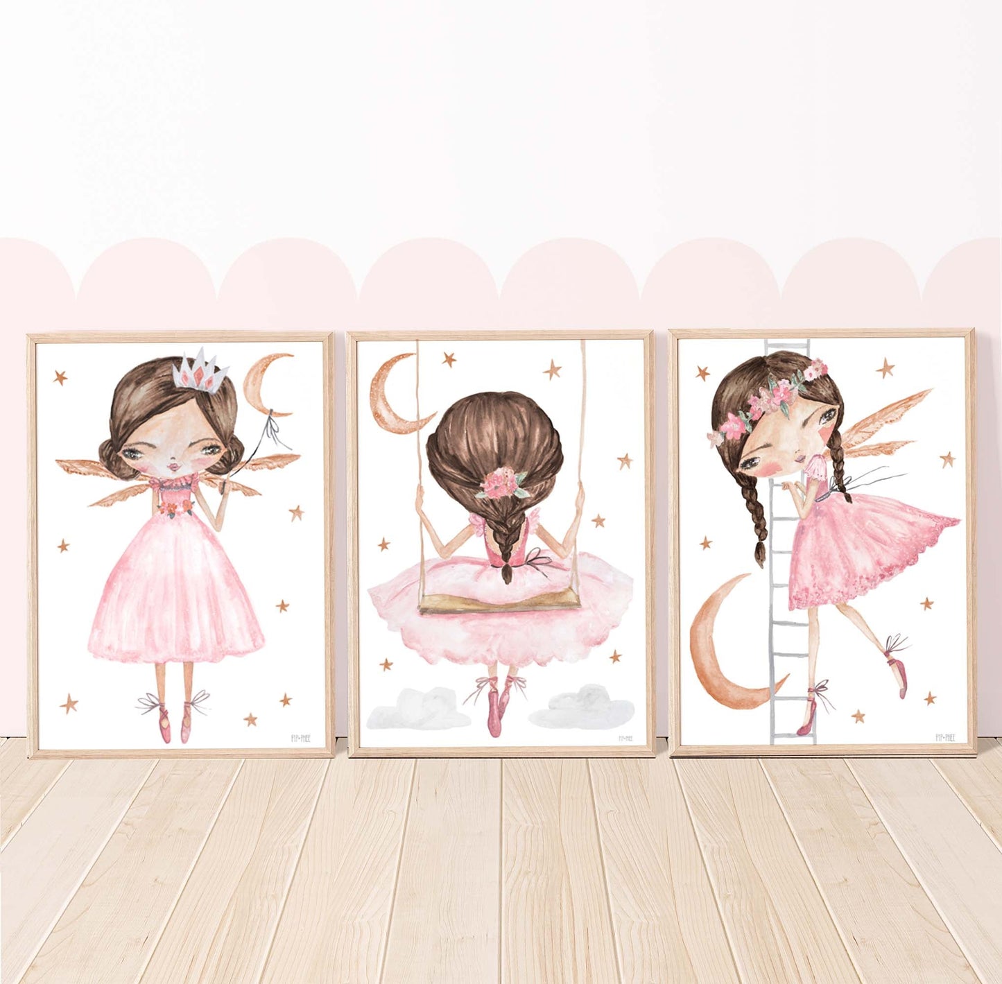 Pip+Phee Pink Luna Princess Fairy Art Print