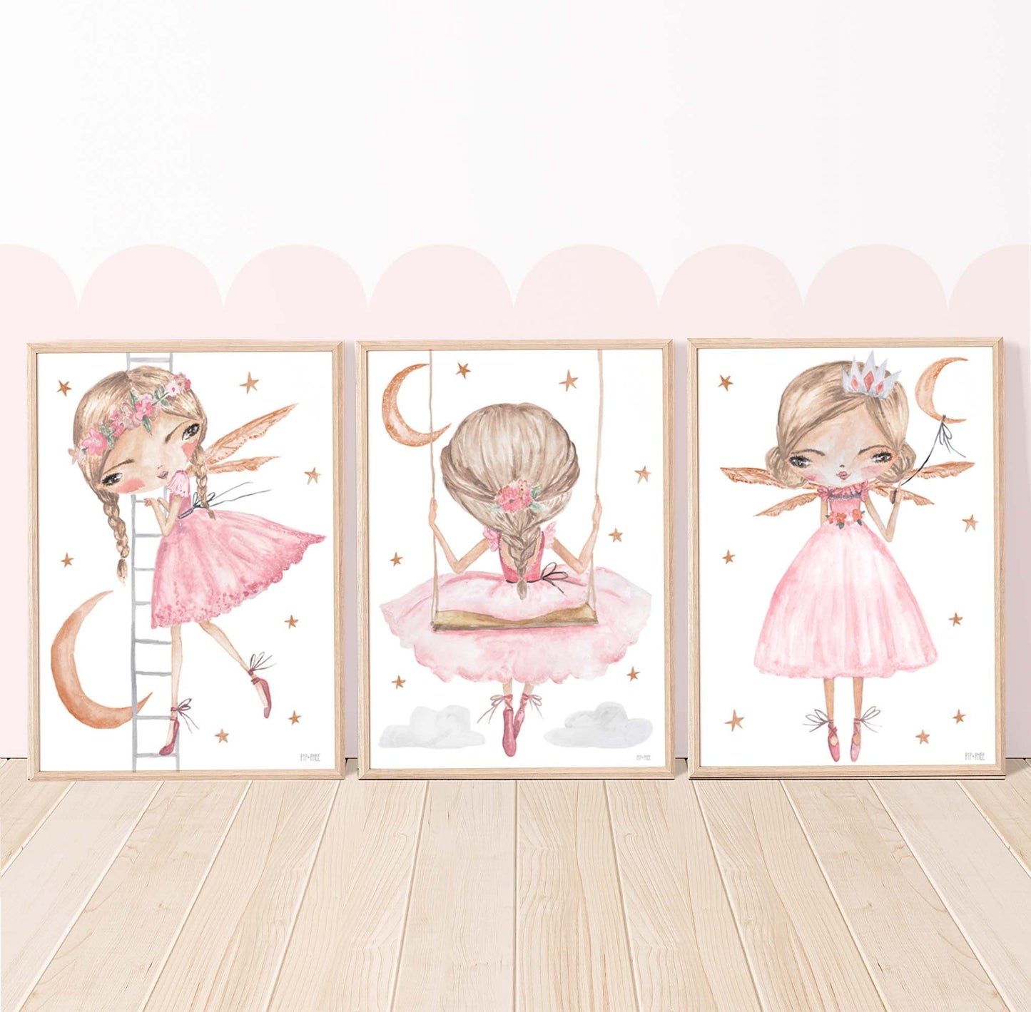 Pip+Phee Pink Luna Princess Fairy Art Print