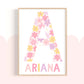 Pip+Phee Personalised Daisy Name Art Print - Pastel