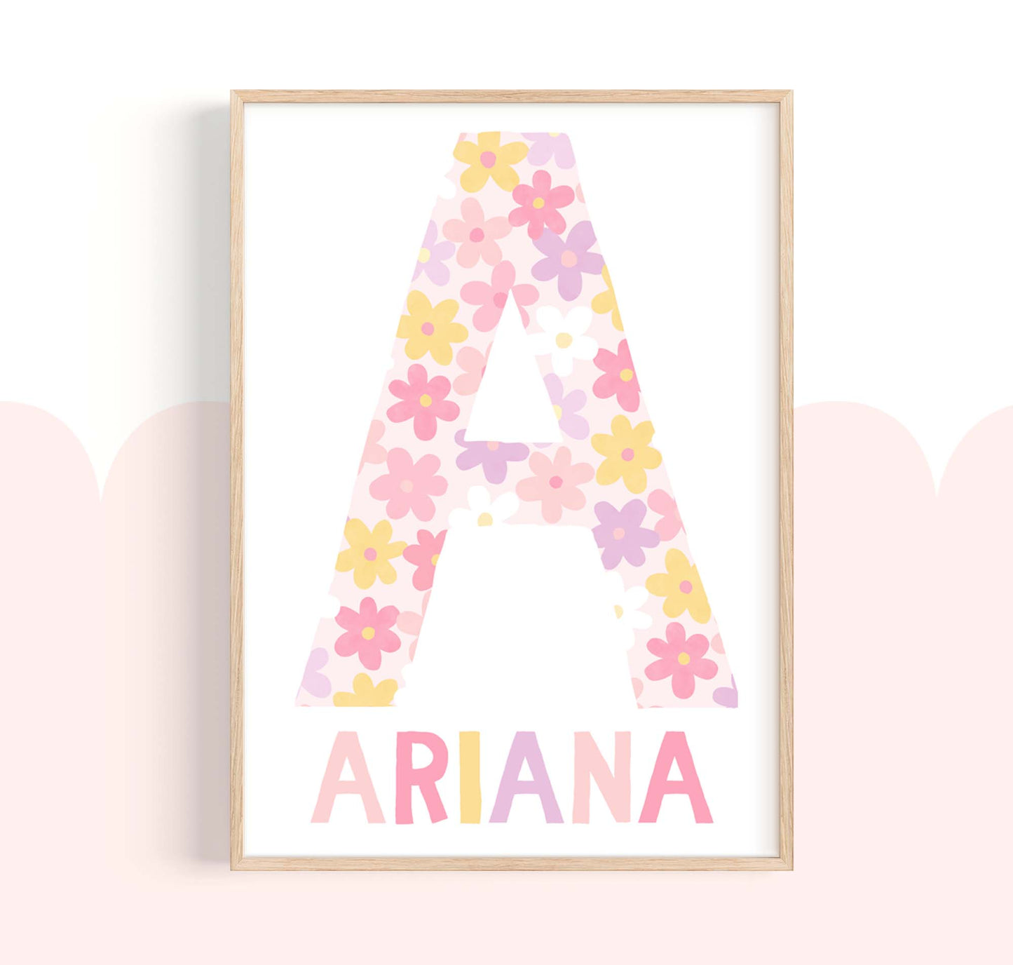 Pip+Phee Personalised Daisy Name Art Print - Pastel