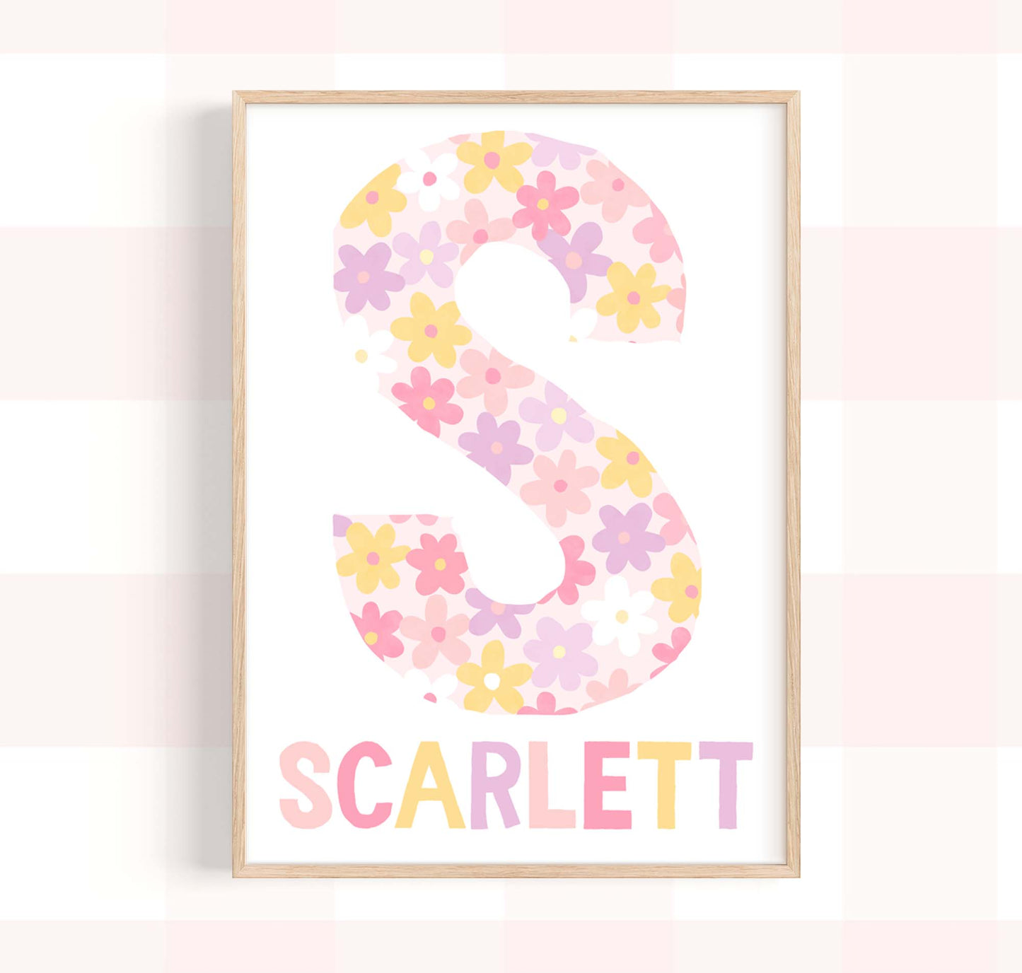 Pip+Phee Personalised Daisy Name Art Print - Pastel