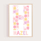 Pip+Phee Personalised Daisy Name Art Print - Pastel