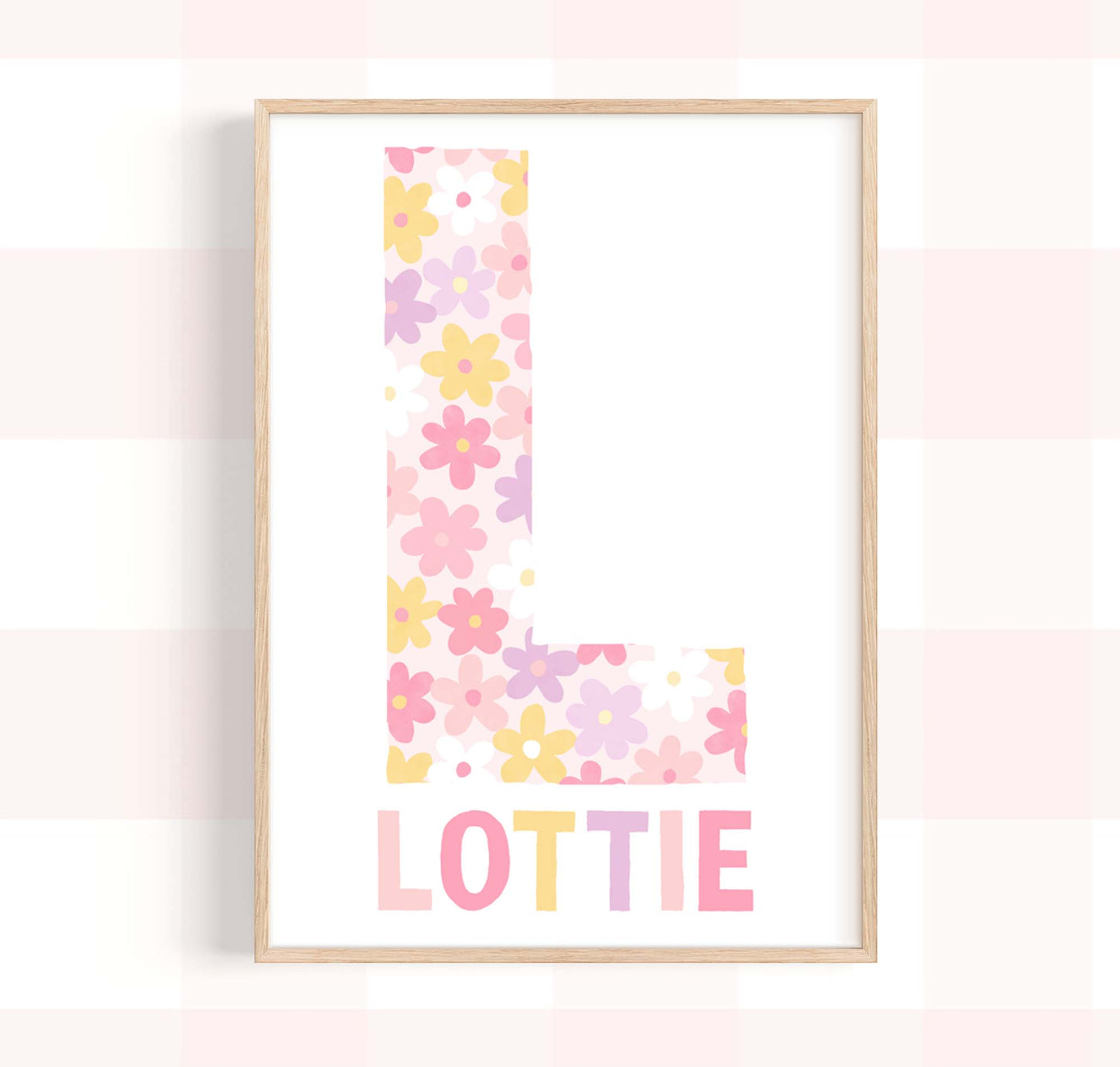 Pip+Phee Personalised Daisy Name Art Print - Pastel