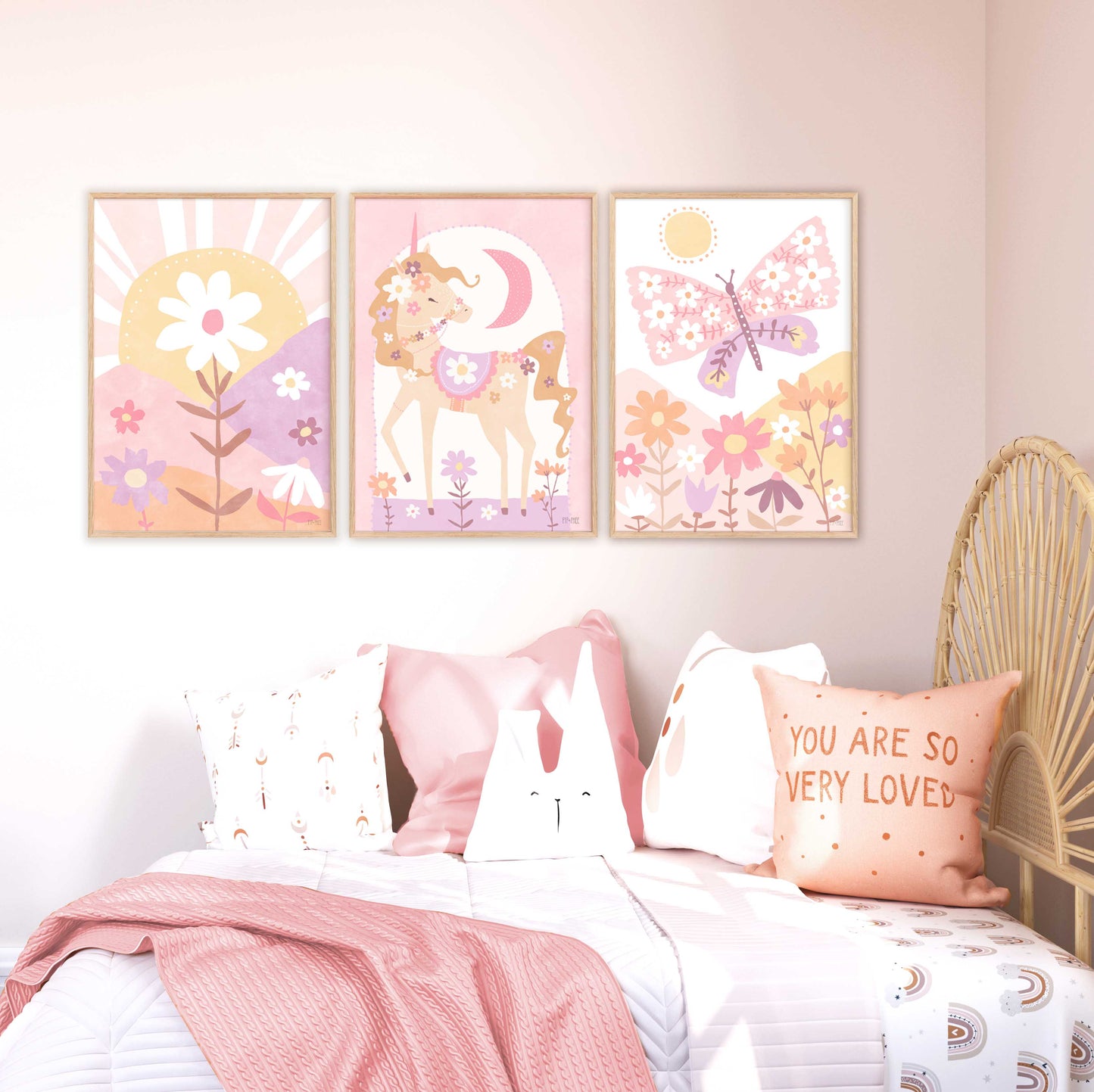 Pip+Phee Daisy Butterfly Art Print - Pastel
