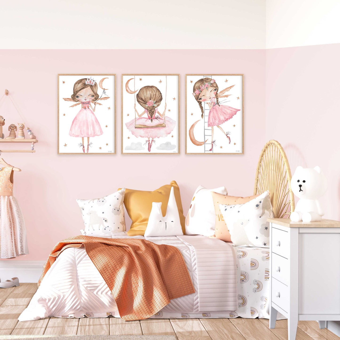 Pip+Phee Pink Luna Princess Fairy Art Print