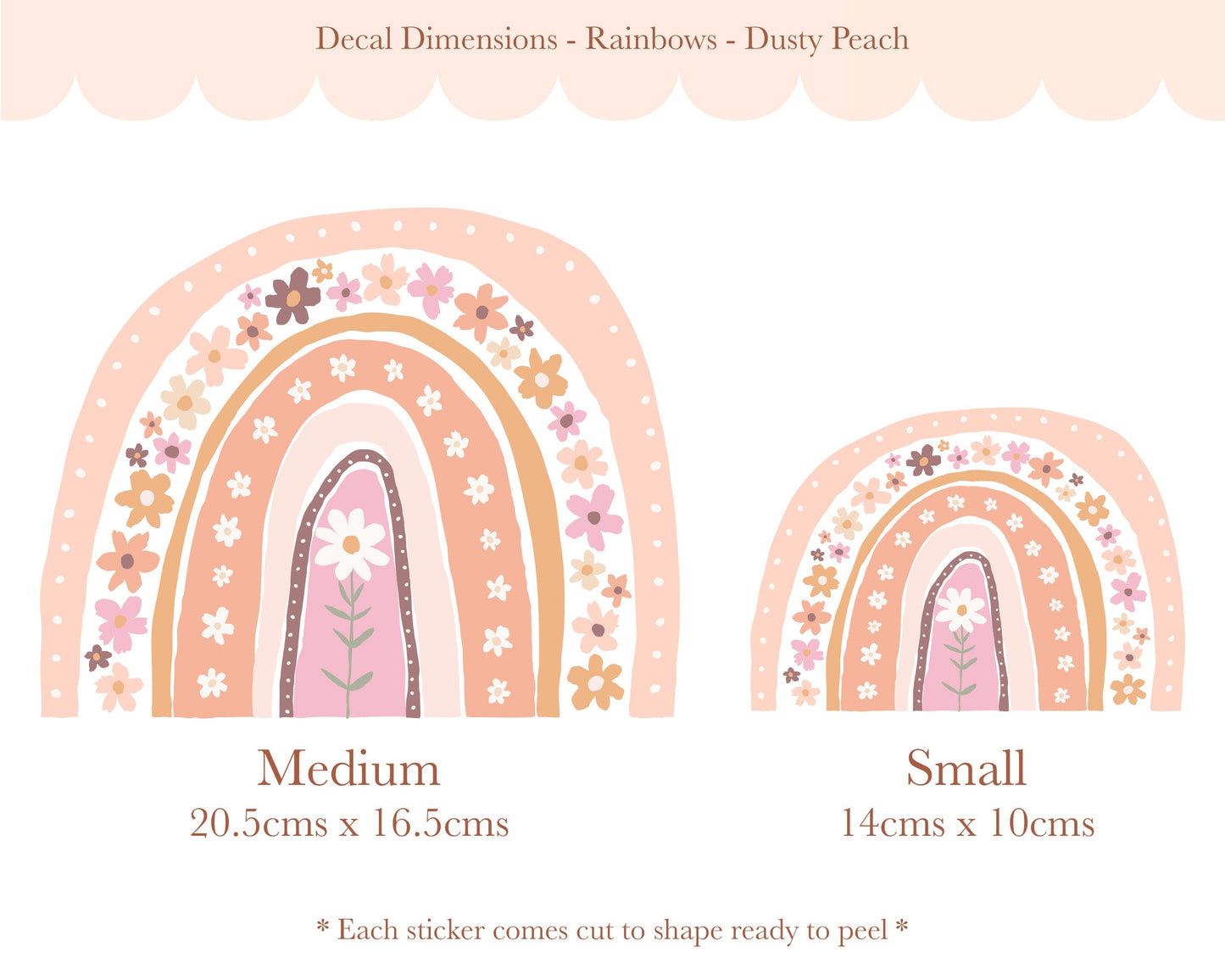 Pip+Phee Daisy Rainbow Fabric Wall Decals - Medium Size - Dusty Peach Colours