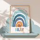 Pip+Phee Personalised Rainbow Art Print - Surf Blues