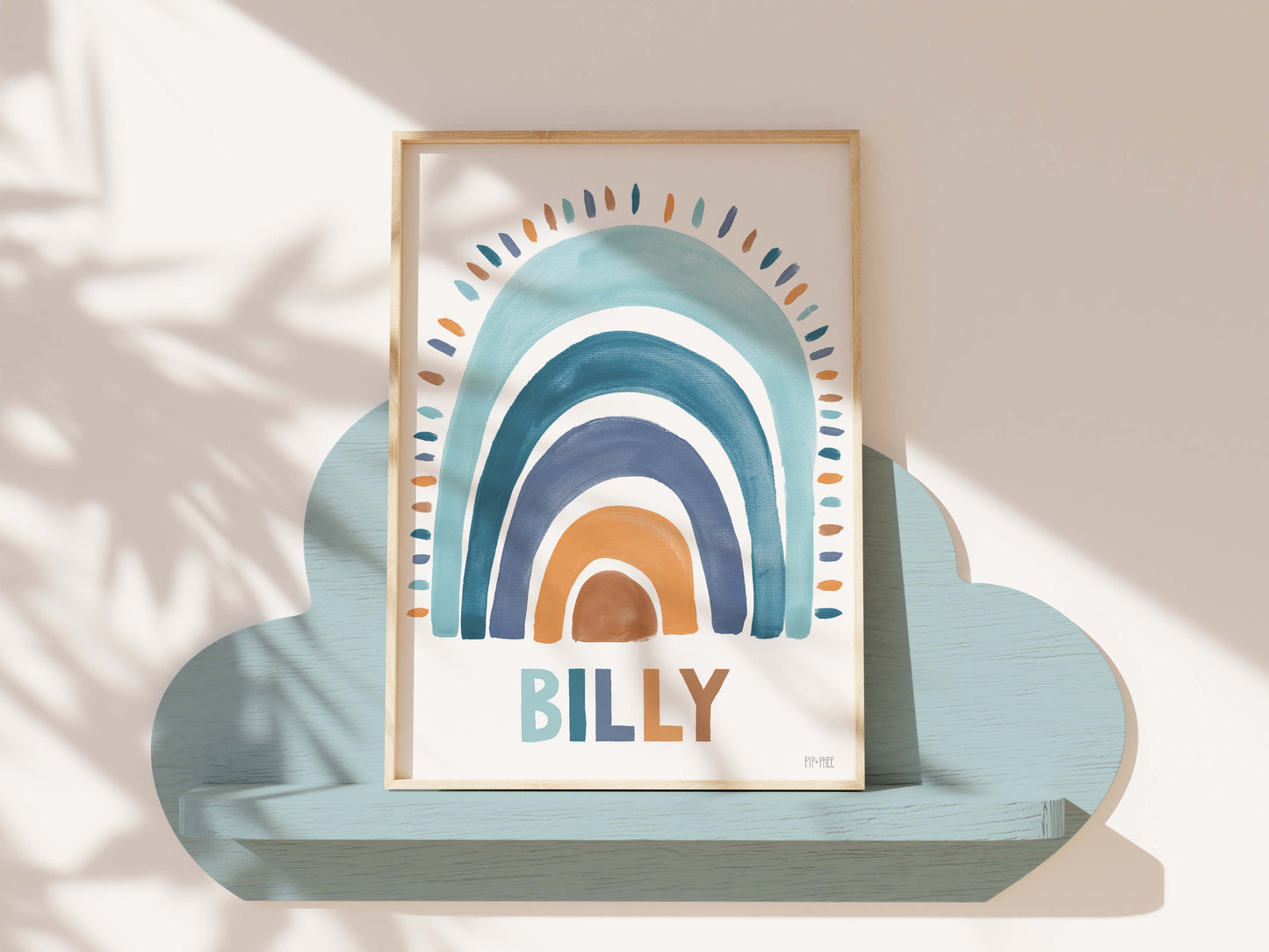 Pip+Phee Personalised Rainbow Art Print - Surf Blues