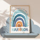 Pip+Phee Personalised Rainbow Art Print - Surf Blues