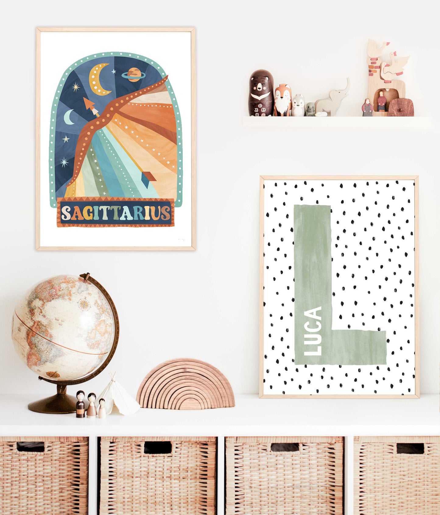 Pip+Phee Horoscope Zodiac Art Print - Sagittarius - Blue/Rust