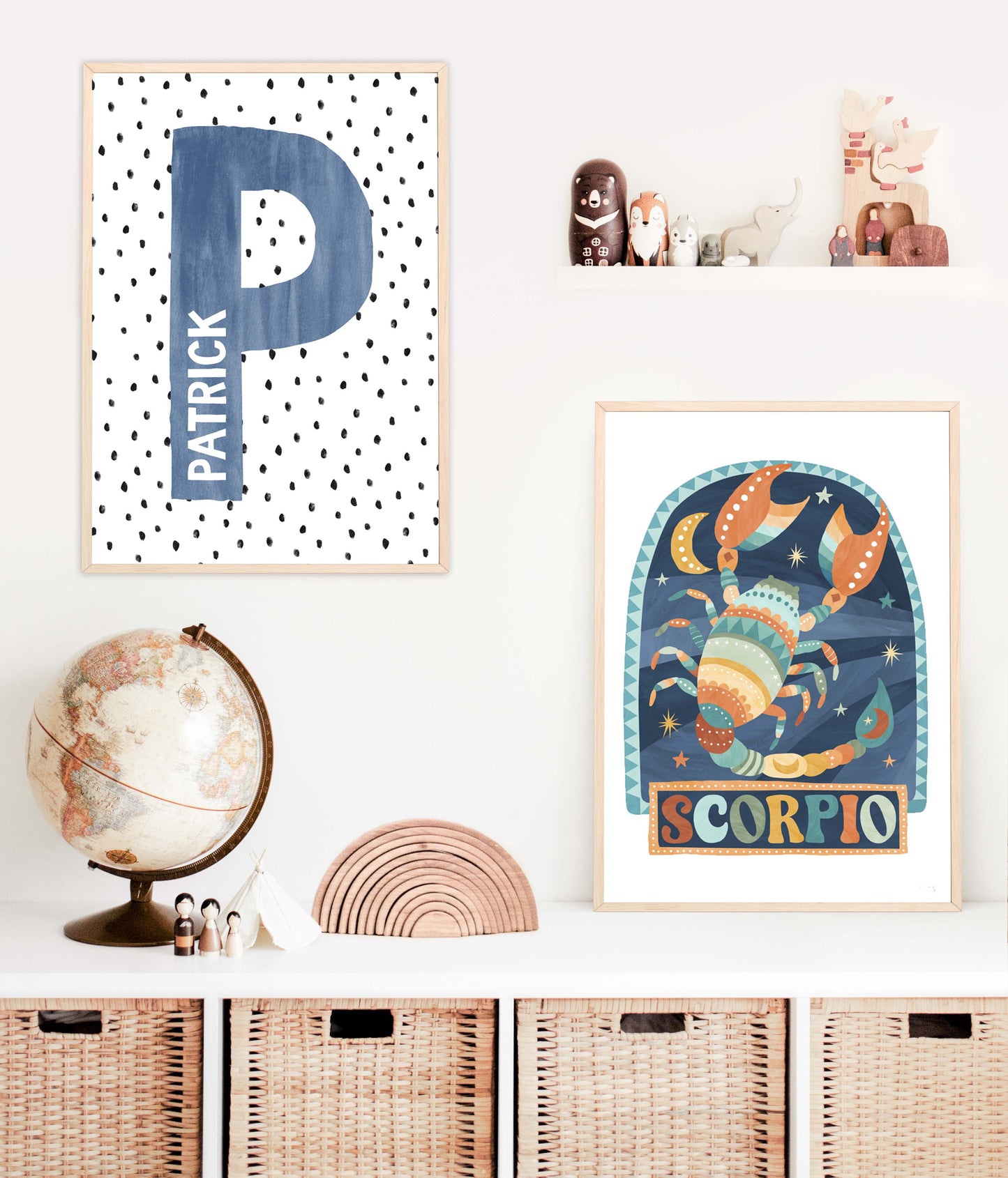 Pip+Phee Horoscope Zodiac Art Print - Scorpio - Blue/Rust