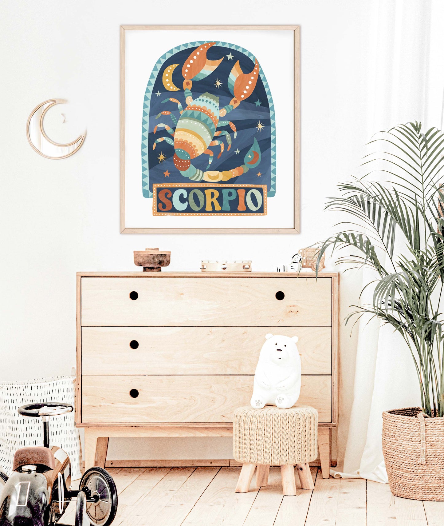 Pip+Phee Horoscope Zodiac Art Print - Scorpio - Blue/Rust