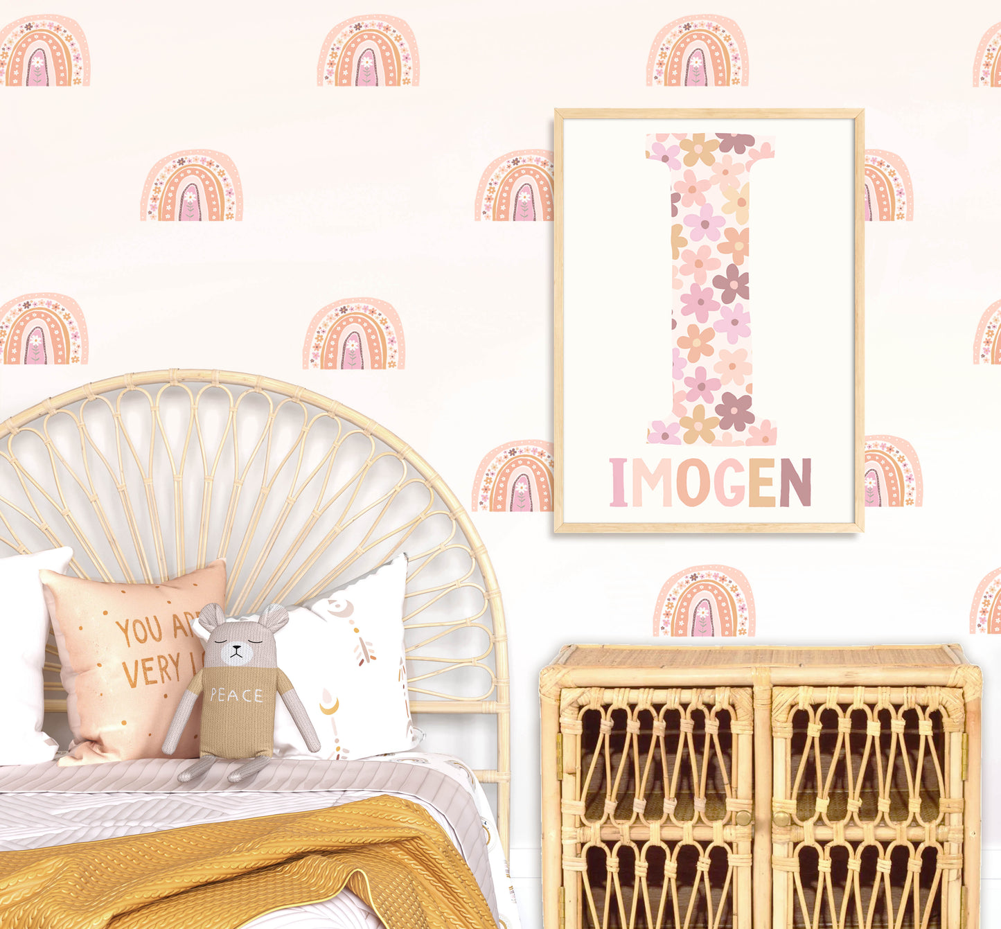 Pip+Phee Daisy Rainbow Fabric Wall Decals - Small Size - Dusty Peach Colours