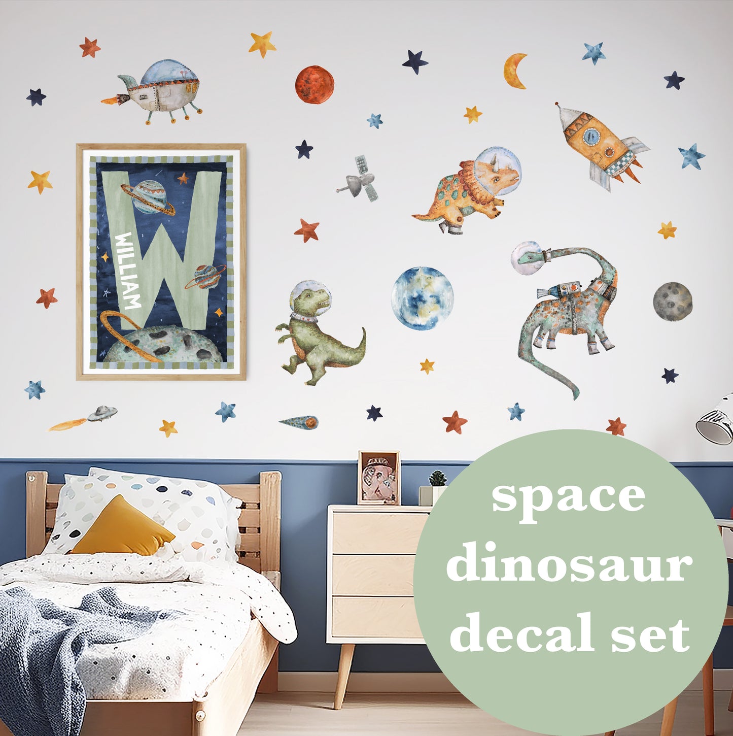 Pip+Phee Space Dinosaurs Fabric Wall Decal Collection