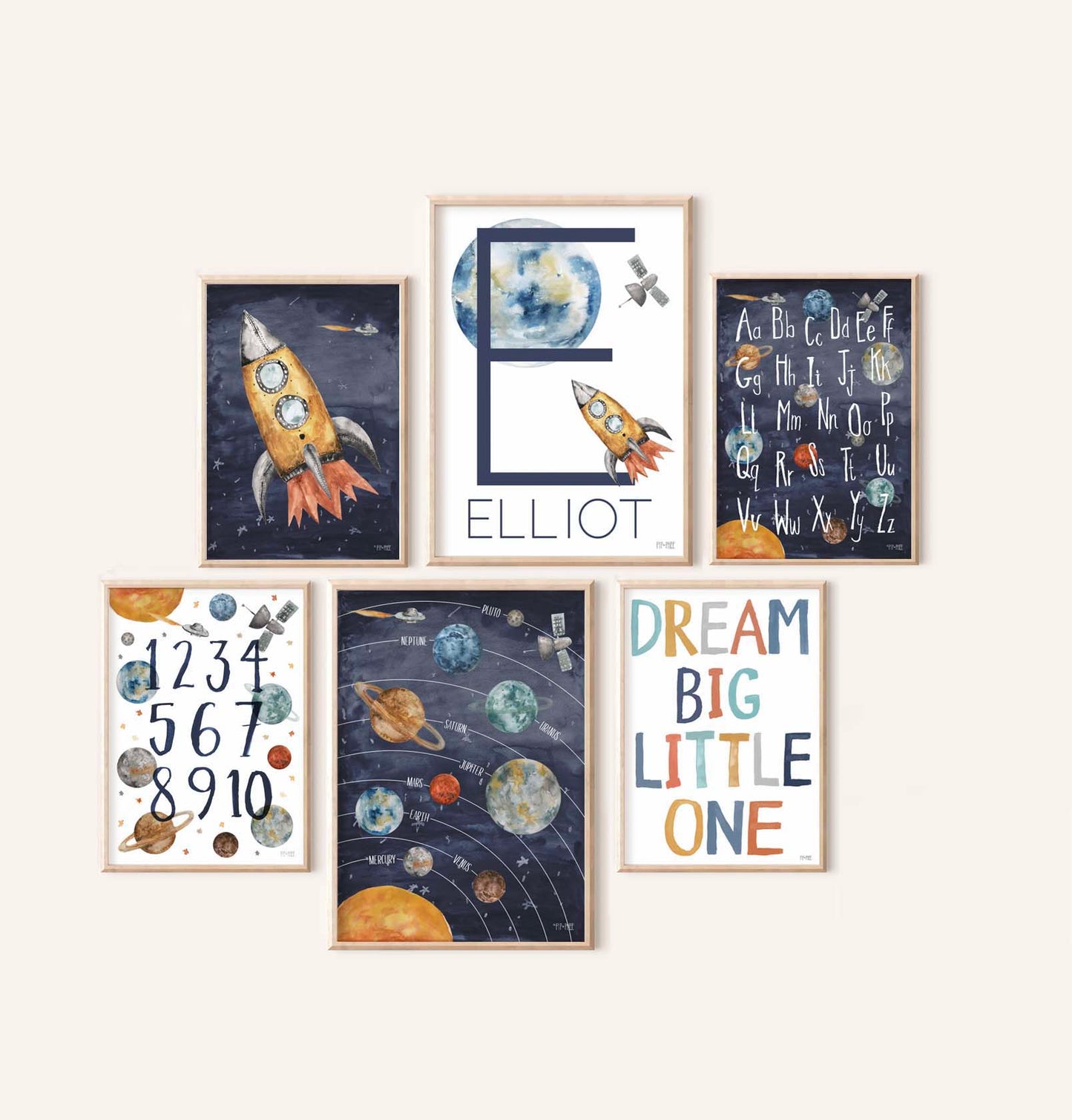 Pip+Phee Personalised Space Name Art Print
