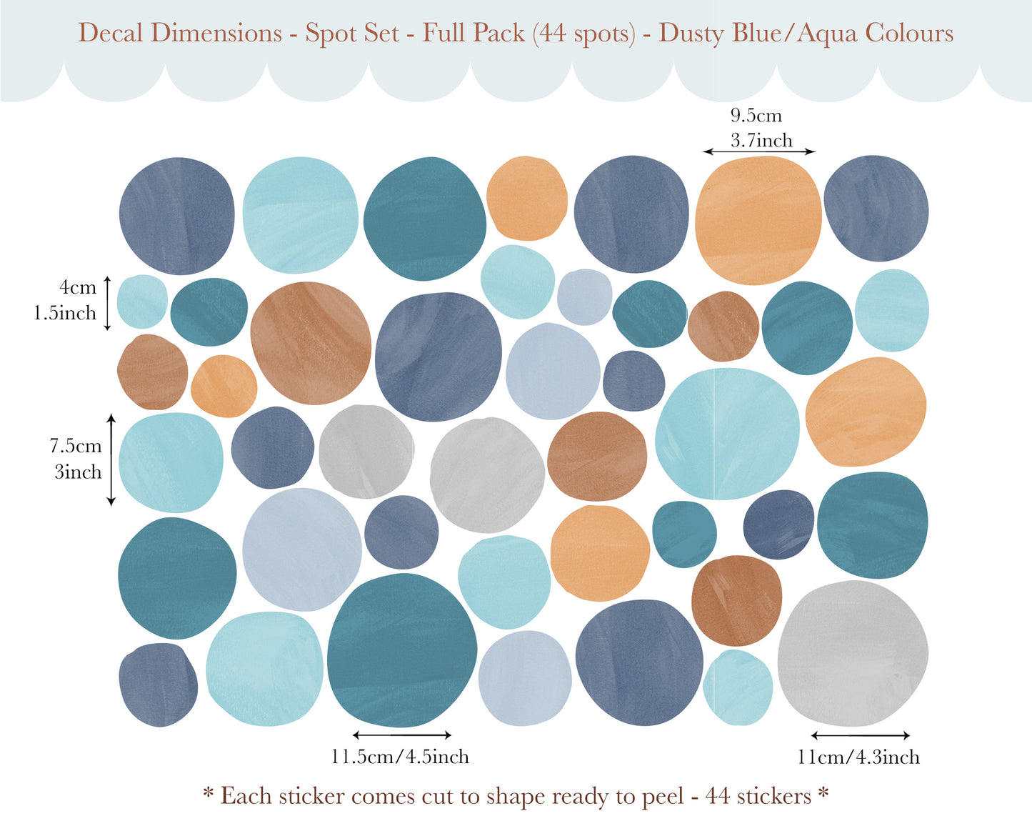 Pip+Phee Spot Fabric Wall Decals - Reusable - Beach Blues colours