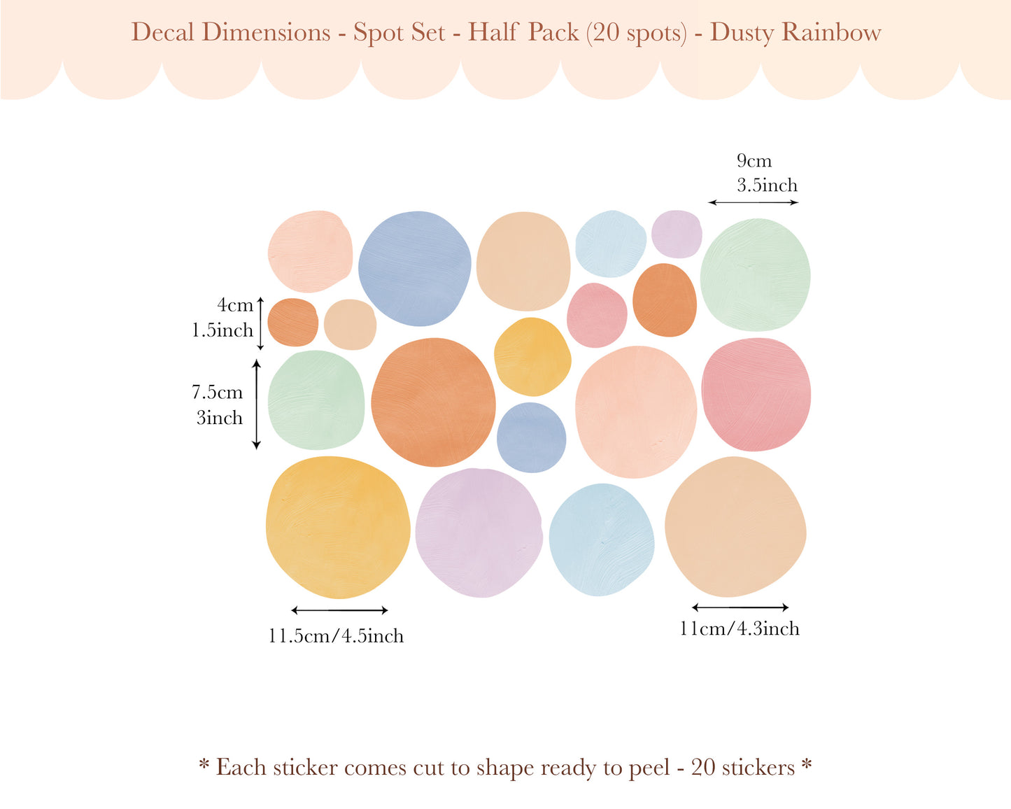Pip+Phee Spot Fabric Wall Decals - Reusable - Dusty Rainbow colours