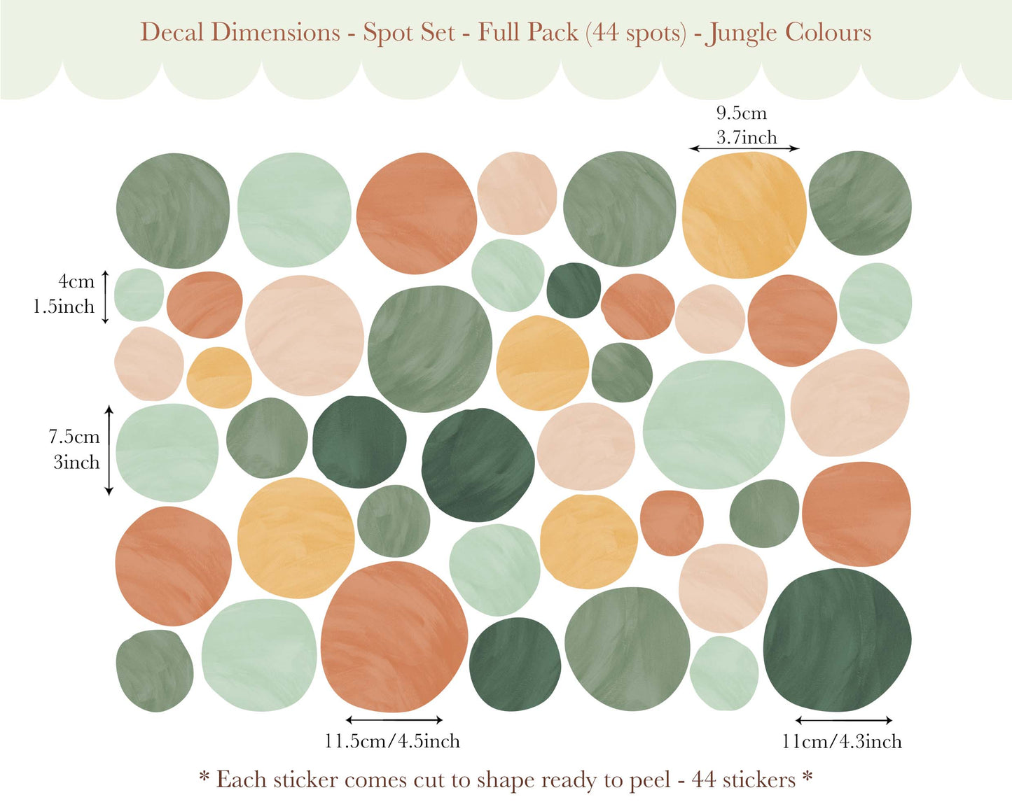 Pip+Phee Spot Fabric Wall Decals - Reusable - Jungle Colours