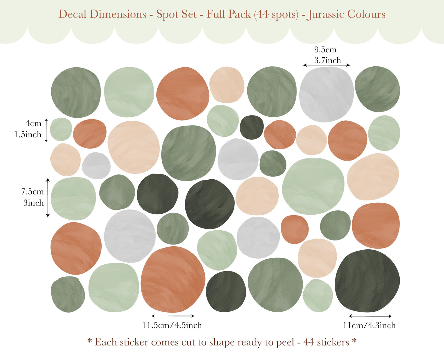Pip+Phee Spot Fabric Wall Decals - Reusable - Jurassic Colours
