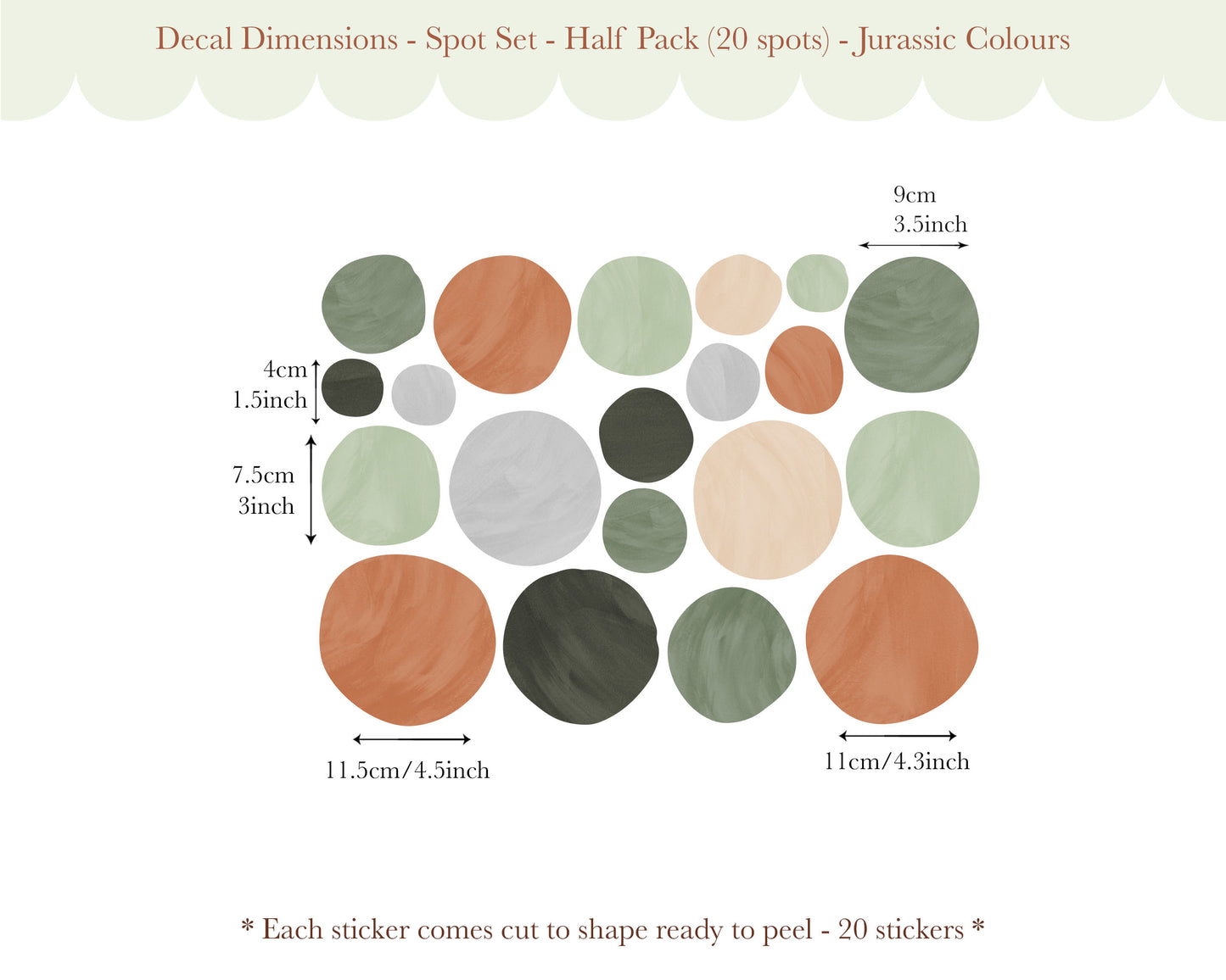 Pip+Phee Spot Fabric Wall Decals - Reusable - Jurassic Colours