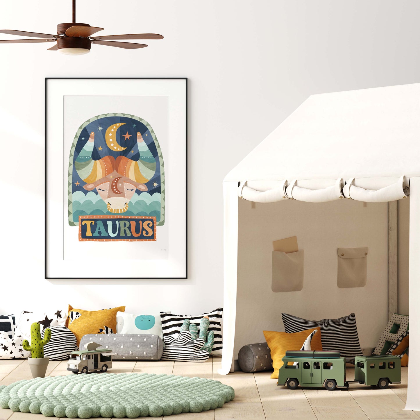 Pip+Phee Horoscope Zodiac Art Print - Taurus - Blue/Rust