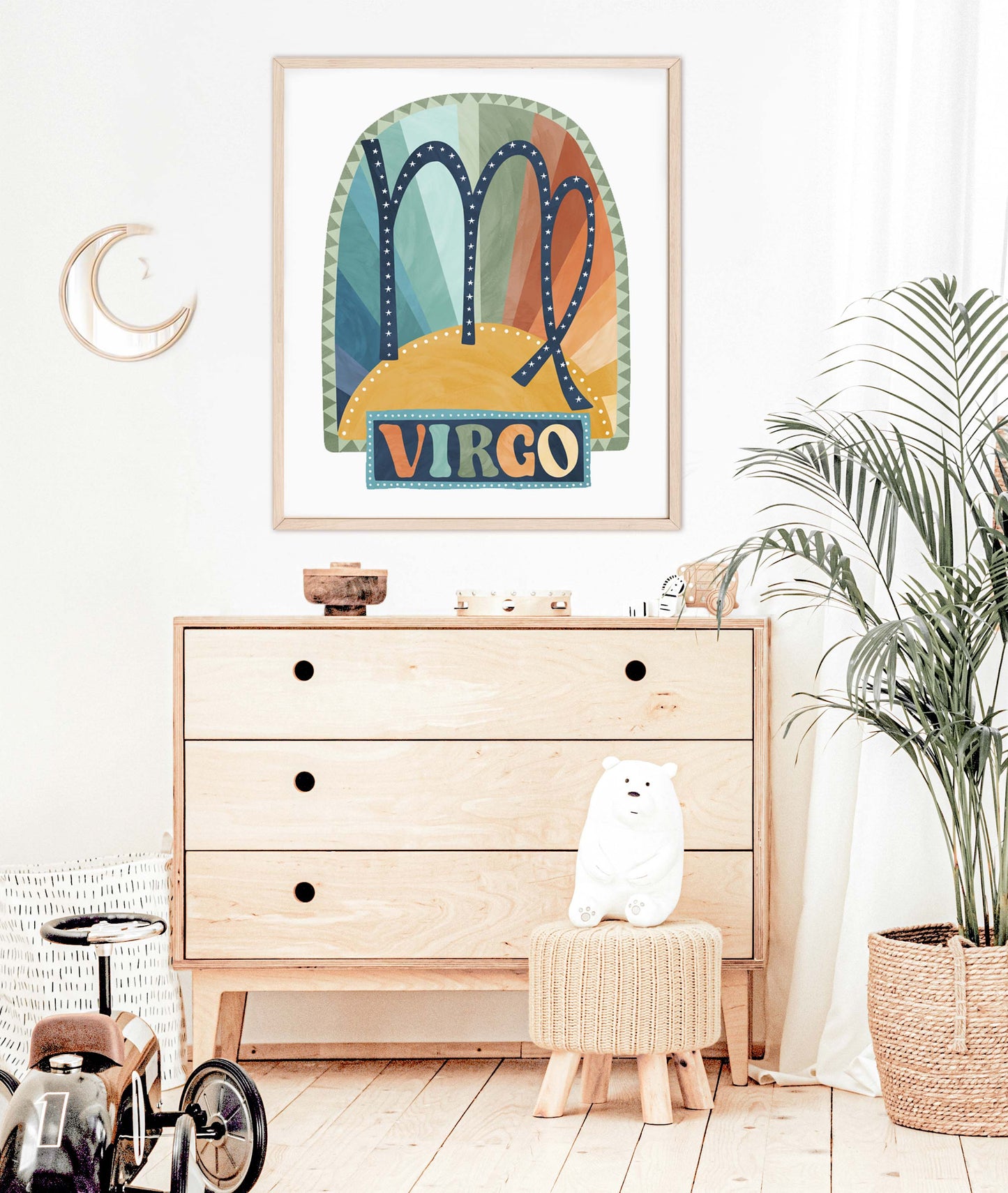 Pip+Phee Horoscope Zodiac Art Print - Virgo - Blue/Rust