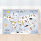Pip+Phee World Map Art Print - Dusty Blue