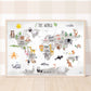 Pip+Phee World Map Art Print - White & Grey