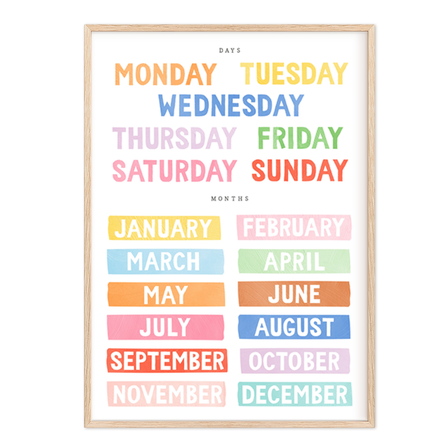 Pip+Phee Clever Cookie Days & Months Art Print - Bright