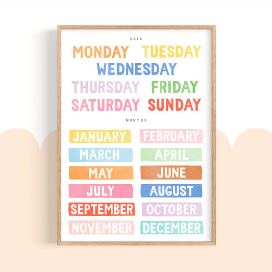 Pip+Phee Clever Cookie Days & Months Art Print - Bright