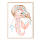 Pip+Phee Coral Mermaid Princess Vine Art Print - White Background