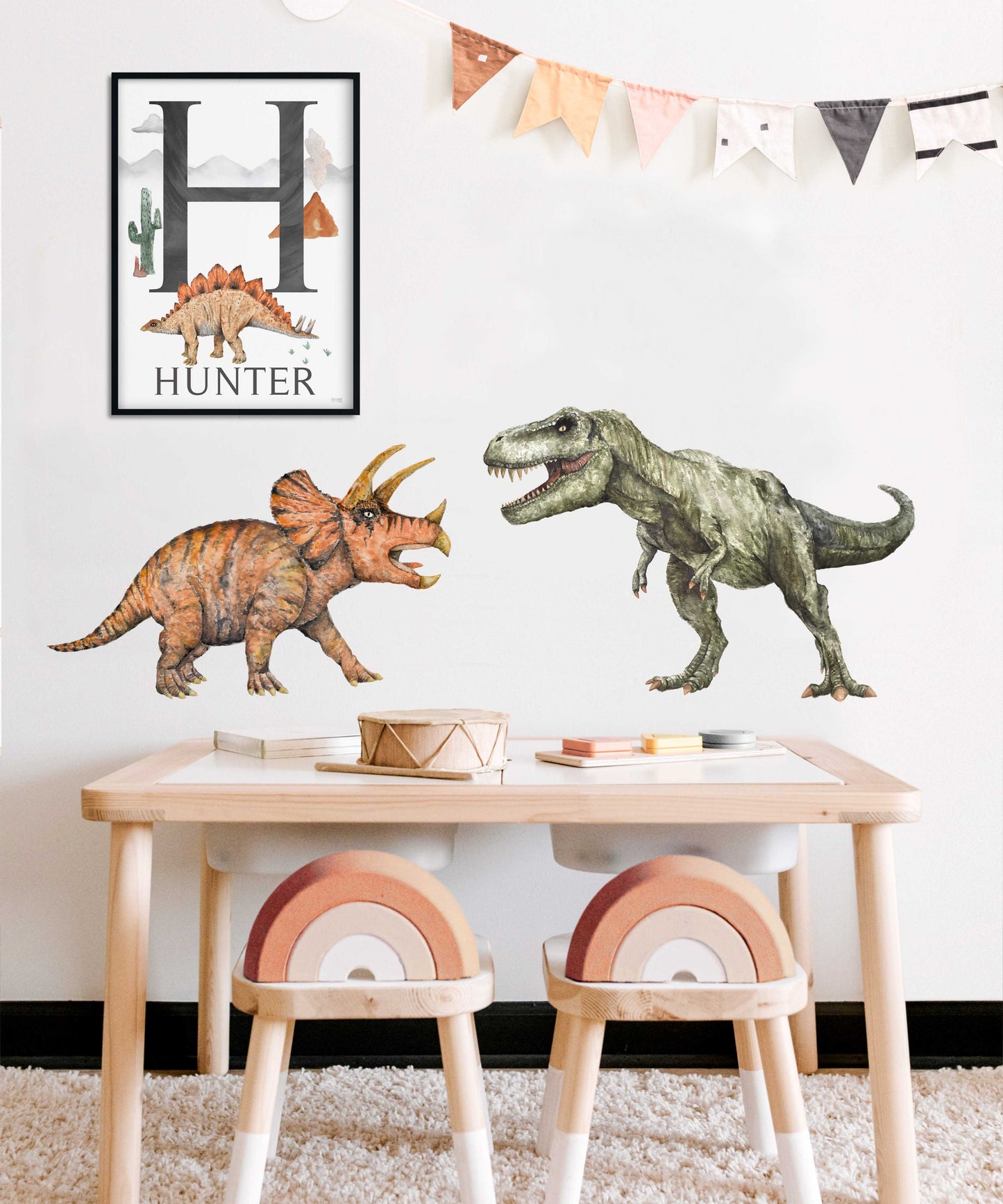 Pip+Phee Dinosaur Fabric Wall Decals - Trex, Triceratops & Brontosaurus